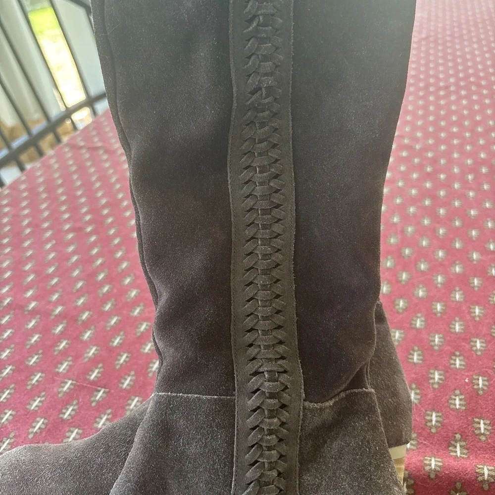 Coconuts By Matisse Brown Over Knee Boot Suede Braided Sides Size 7 Boho Cowboy